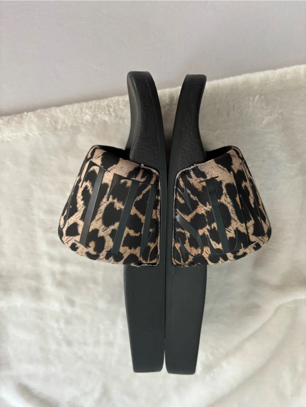 ALL SAINTS Signet Transfer Slide Sandal Leopard Print Black/Brown Size 8 - Picture 7 of 13